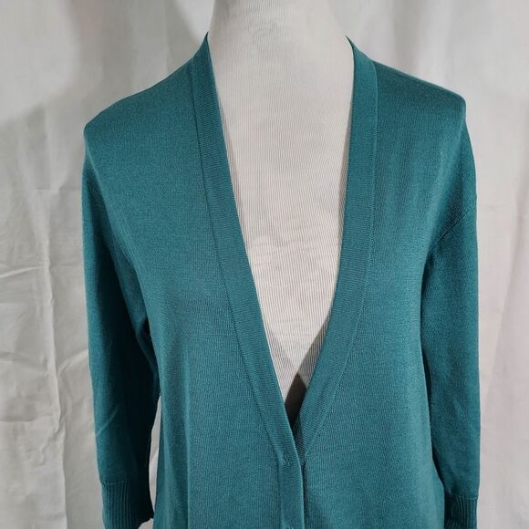 St. John SoCa Wool Silk Cashmere Blend Cardigan Women Size Small Snap Front Flaw - Picture 3 of 16